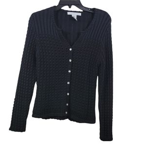 Versailles Black Cardigan Sweater Button Front